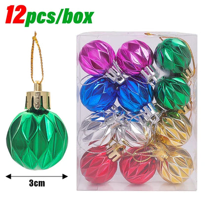 Kerstballen set mini 3CM – kleurrijke kerstdecoratie voor boom en huis
