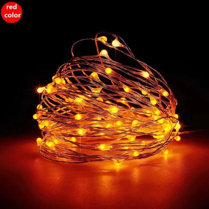 Kerst Lichtsnoer 1 Stuk – LED Koperdraad Lichtjes met Batterijdoos – Warm Wit – Sfeervolle Decoratie