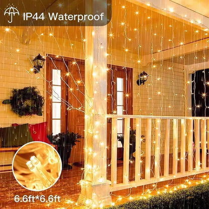 Kerst lichtgordijn met afstandsbediening en 8 verlichtingsstanden