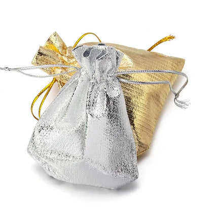 Kerst cadeau verpakking – Luxe goud en zilver geschenkzakjes met trekkoord