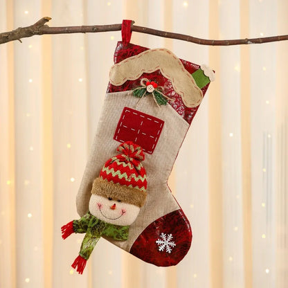 Kerstsokken Cartoon Decoratie met Pop - Snoepzak