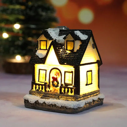 Verlicht Kerst figuur sfeervol huis met warm wit licht voor feestelijke decoratie
