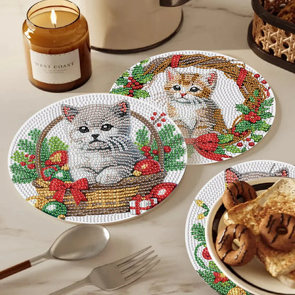 Diamond Painting Placemat met Schattige Kat – Set van 3 – DIY Tafeldecoratie