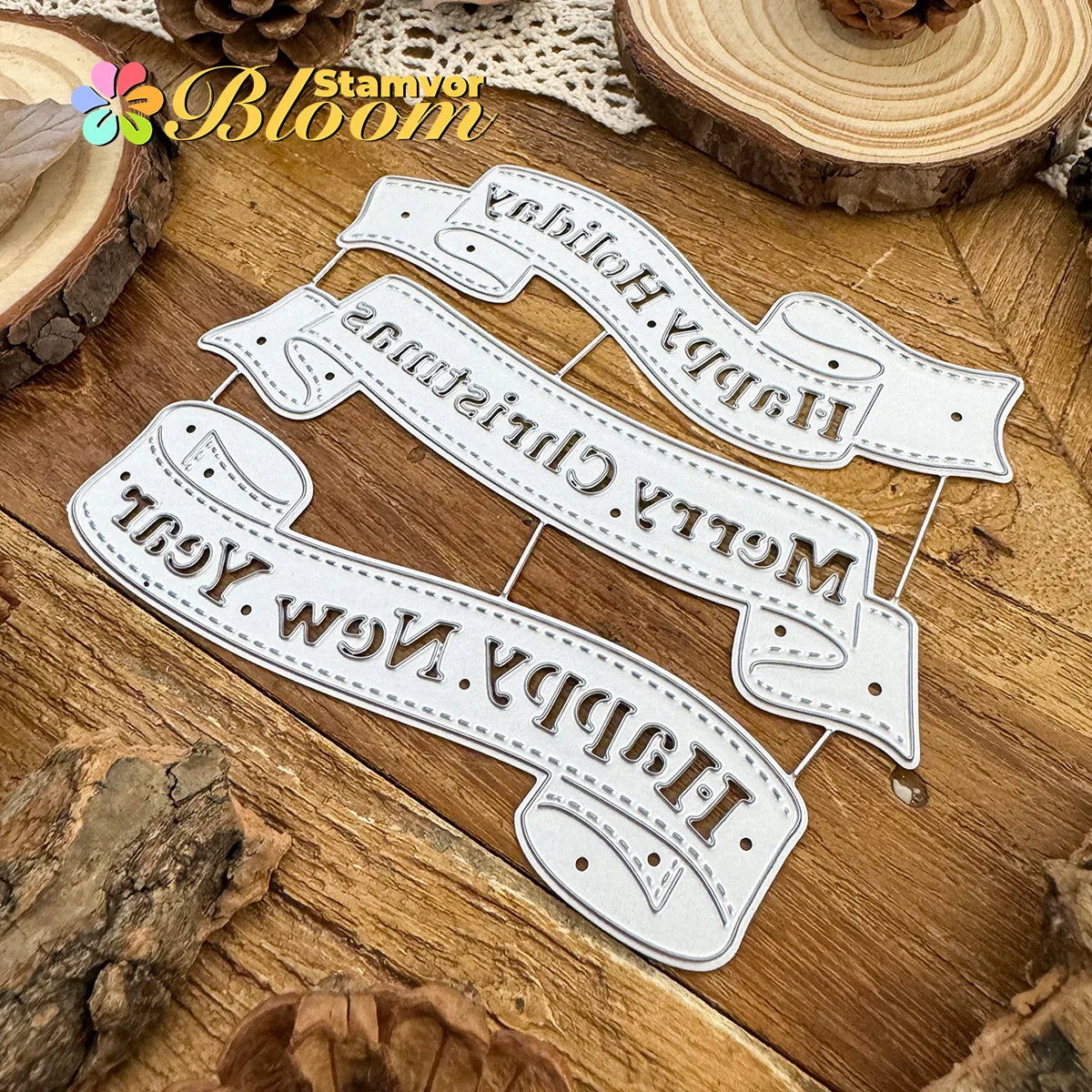 Snijmal Kerst Tekstlinten voor Scrapbooking en Kaarten