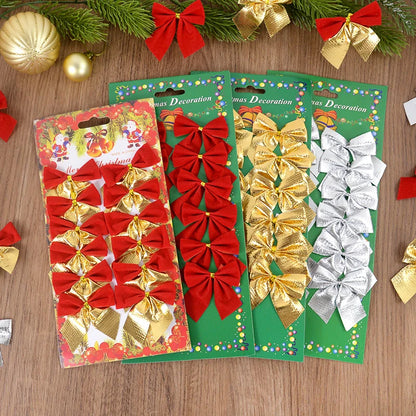 Kerstboom ornamenten rode, zilveren en gouden strikjes set 12/24 stuks