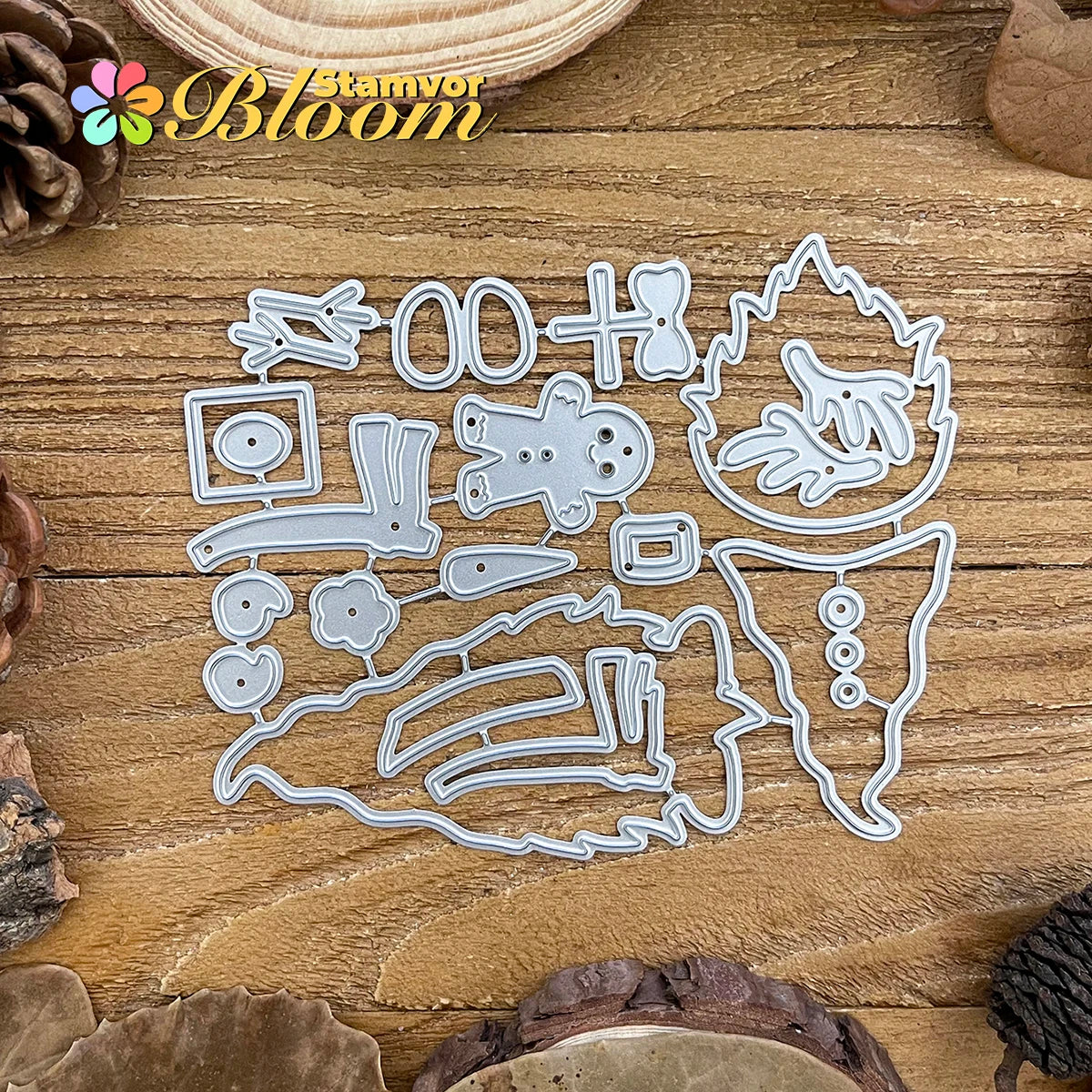 Snijmal Kerst Gnomes Metaal voor Scrapbooking - opbouw snijmal