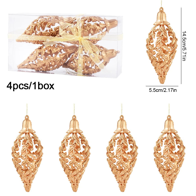 Kerstballen set goud met holle ster hangers voor kerstboomdecoratie