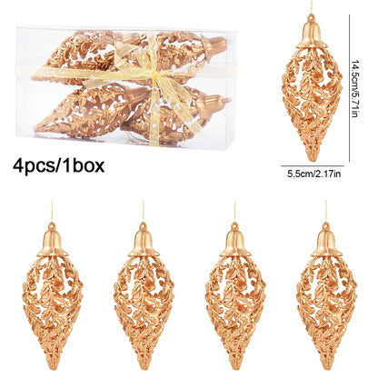 Kerstballen set goud met holle ster hangers voor kerstboomdecoratie