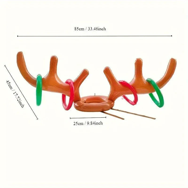 Opblaasbaar Kerst ornament rendiergewei ringwerpspel – feestelijke decoratie