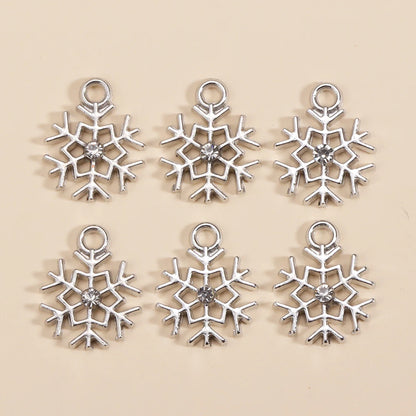 Kerst hanger sneeuwvlok charme met parel en zirkonia – 10 stuks - diverse kleuren en opties
