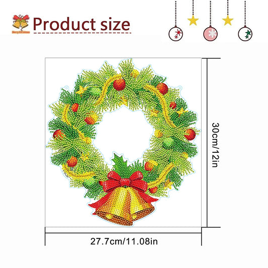 Diamond Painting Hangend Ornament Kerst Krans – Kerstdecoratie met Steentjes – Uniek Cadeau - GJ207