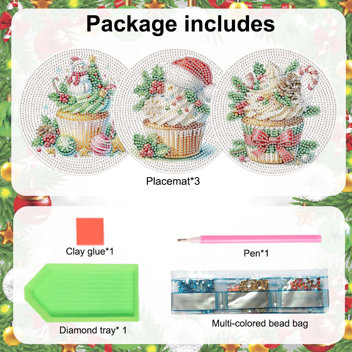 Diamond Painting Placemat Cupcake Set – Creatieve Tafelmatten voor Decoratie
