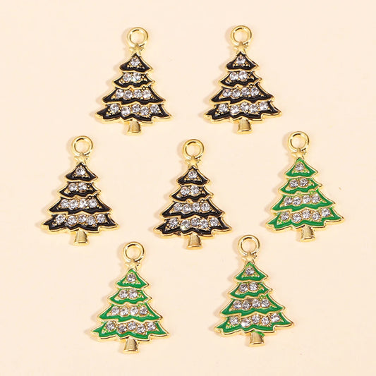 Kerst hangers zirkonia kerstboom bedels voor sieraden en cadeaus - 10 stuks
