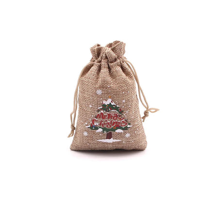 Kerst cadeau verpakking – Natuurlijke jute zakjes met trekkoord voor sieraden of snoep