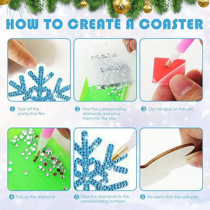 Diamond Painting Onderzetters Kerst – Set van 10 met Houder