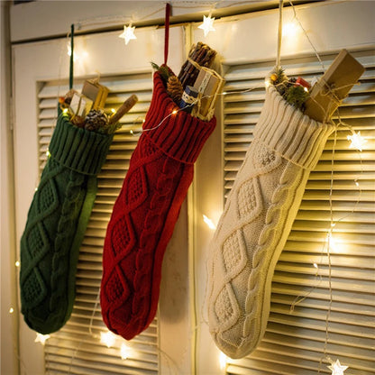 Kerst sok decoratief gebreid voor cadeaus en feestelijke sfeer 46cm