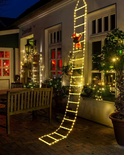Kerst LED Klimmende Kerstman op Ladder met Verlichting voor Binnen Decoratie