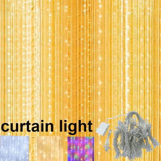 Kerst lichtgordijn met afstandsbediening en 8 verlichtingsstanden