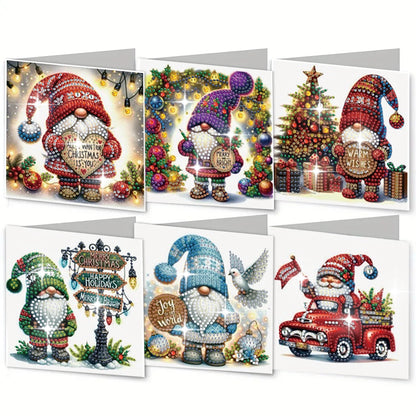 Diamond Painting Kerstkaarten set - 6 Stuks - Kerstgroeten en Wensen