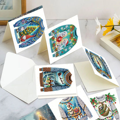 Diamond Painting Kerstkaarten set - Sweater Thema Wenskaarten 12 stuks