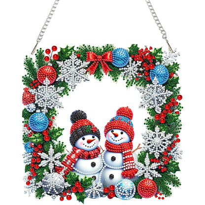 Diamond Painting Kerstkrans raam- en wandhanger met strass steentjes