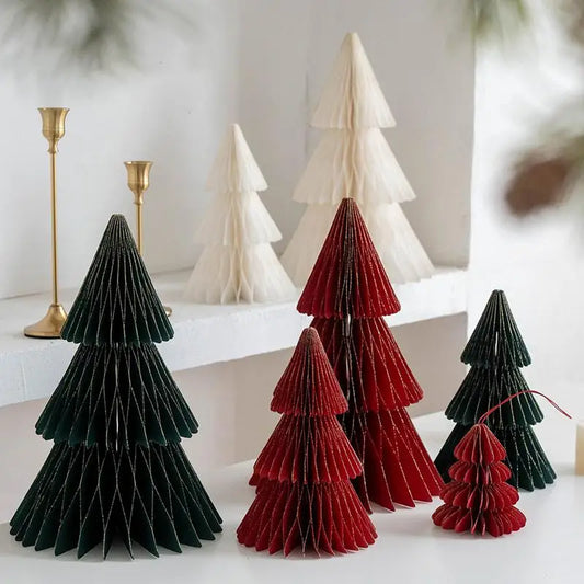 Opvouwbare Kerstboom - Set van 2 Papieren Mini Bomen - Origami Decoratie