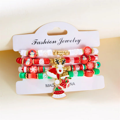 Kerst armband set met kerstboom rendier en kerstman kralen (4 stuks)