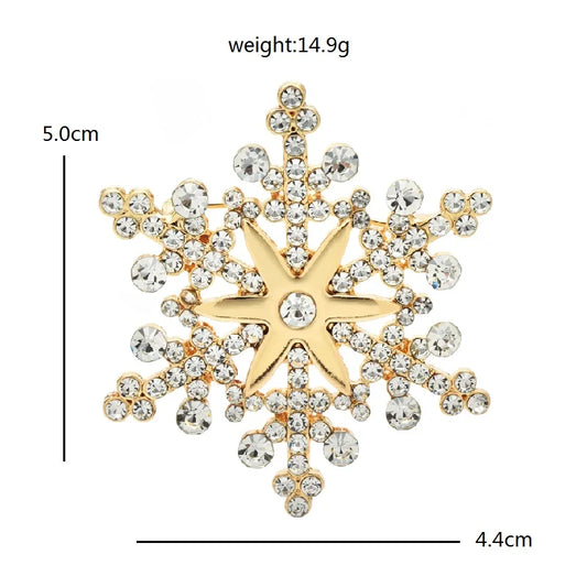 Broche Kerst | Sneeuwvlok broche met fonkelende strass steentjes