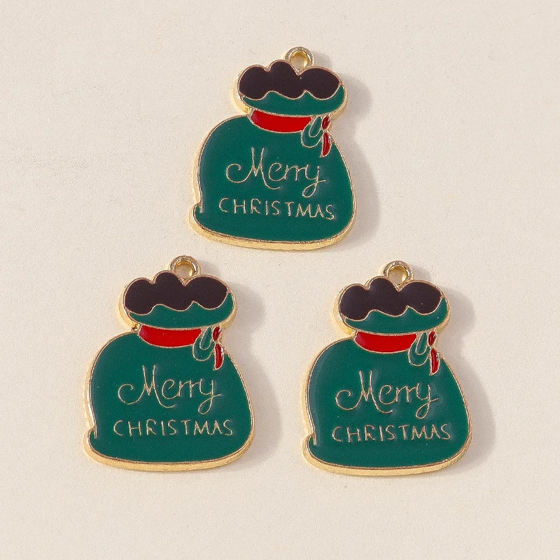 Kersthanger voor ketting of armband kerstboom rendier bel sneeuwpop hanger set - 10 stuks