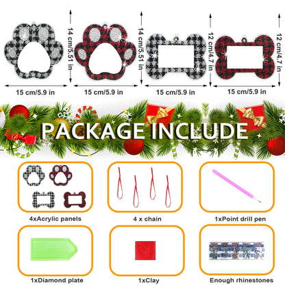 Diamond Painting Kersthangers fotolijst kerstdecoratie set 4 stuks - SDZ005