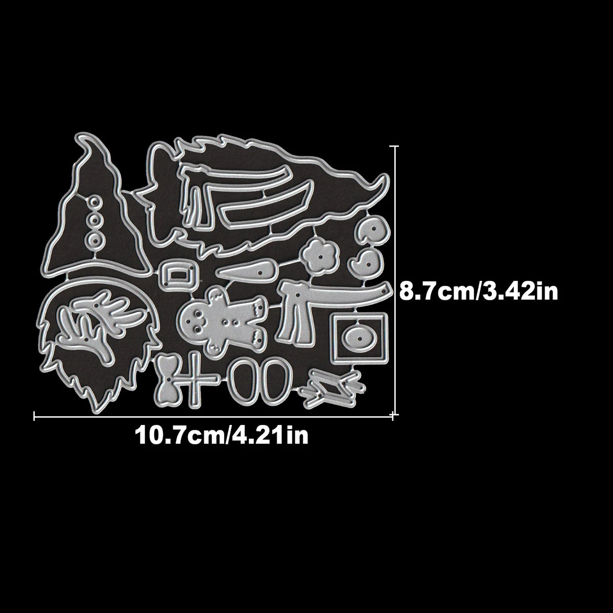 Snijmal Kerst Gnomes Metaal voor Scrapbooking - opbouw snijmal