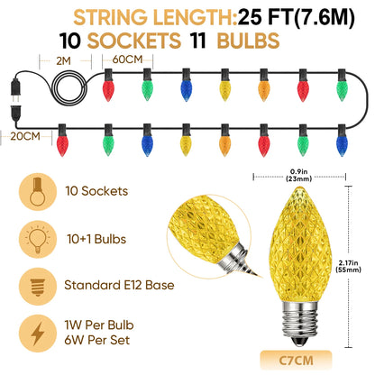 Verlichte Kerst slinger kleurrijke C7 LED lampjes voor binnen en buiten