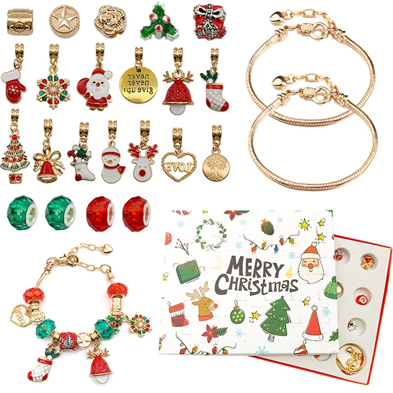 Advent kalender met 24 verrassingen – armband met kerstbedels en sieraden