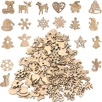 Houten figuur om zelf te schilderen/kleuren – 50 stuks kerstornamenten van hout voor decoratie