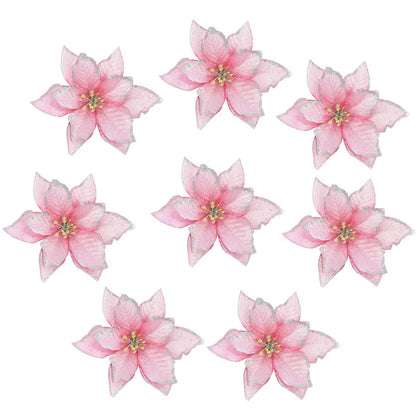 Kerstboom ornament glitter kunstbloemen 13cm decoratie set