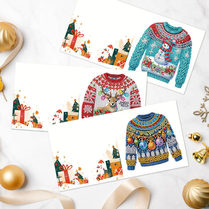 Diamond Painting Kerstkaarten set - Sweater Thema Wenskaarten 12 stuks