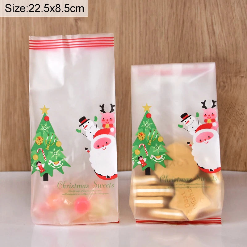 Kerst cadeau verpakking – Sneeuwpop koekjeszakjes met kerstboom en sneeuwvlok motief