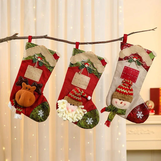 Kerstsokken Cartoon Decoratie met Pop - Snoepzak