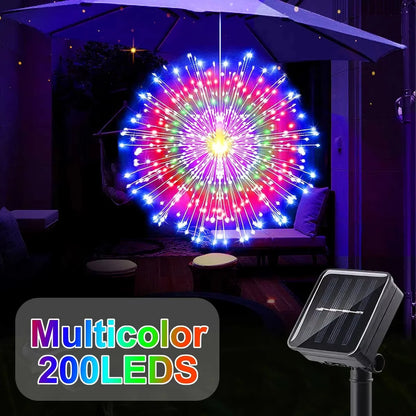 Solar Kerstverlichting Hangende Vuurwerklamp 480LED Waterdicht met 8 Lichtstanden