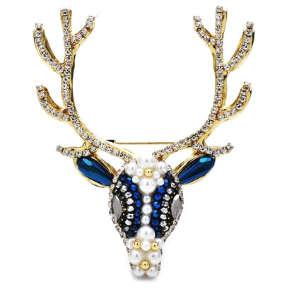 Kerst Broche Luxe Hert met Parel en Kristal – Feestelijke Unisex Accessoire