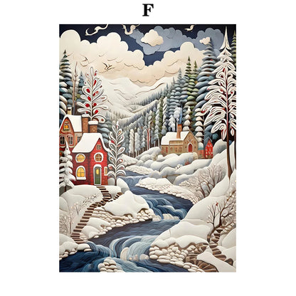 Kerst schilderij winter bos sneeuw decoratie canvas voor sfeervolle wandkunst