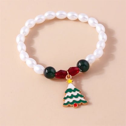 Kerst armband met kralen, rendier en kerstboom bedels voor dames