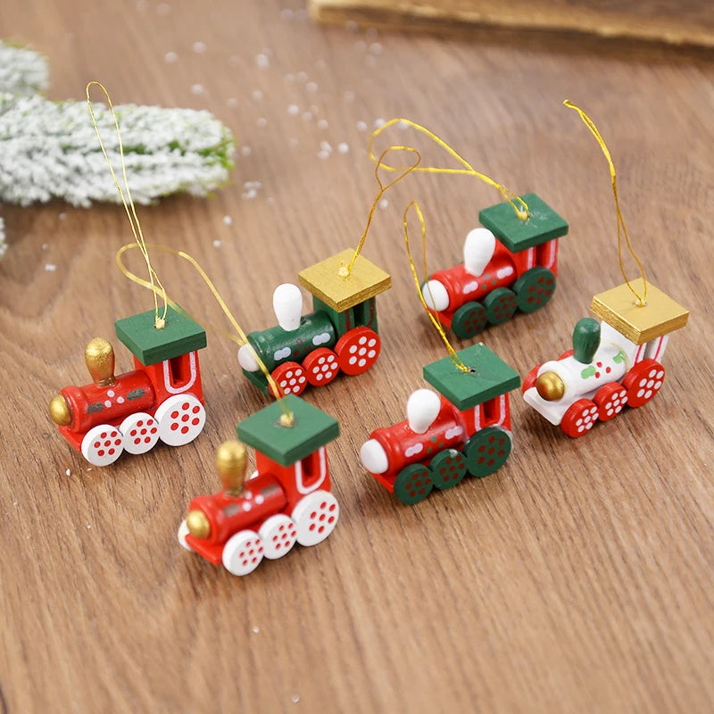 Kerstboom ornament houten trein hanger kerstdecoratie mini poppetje