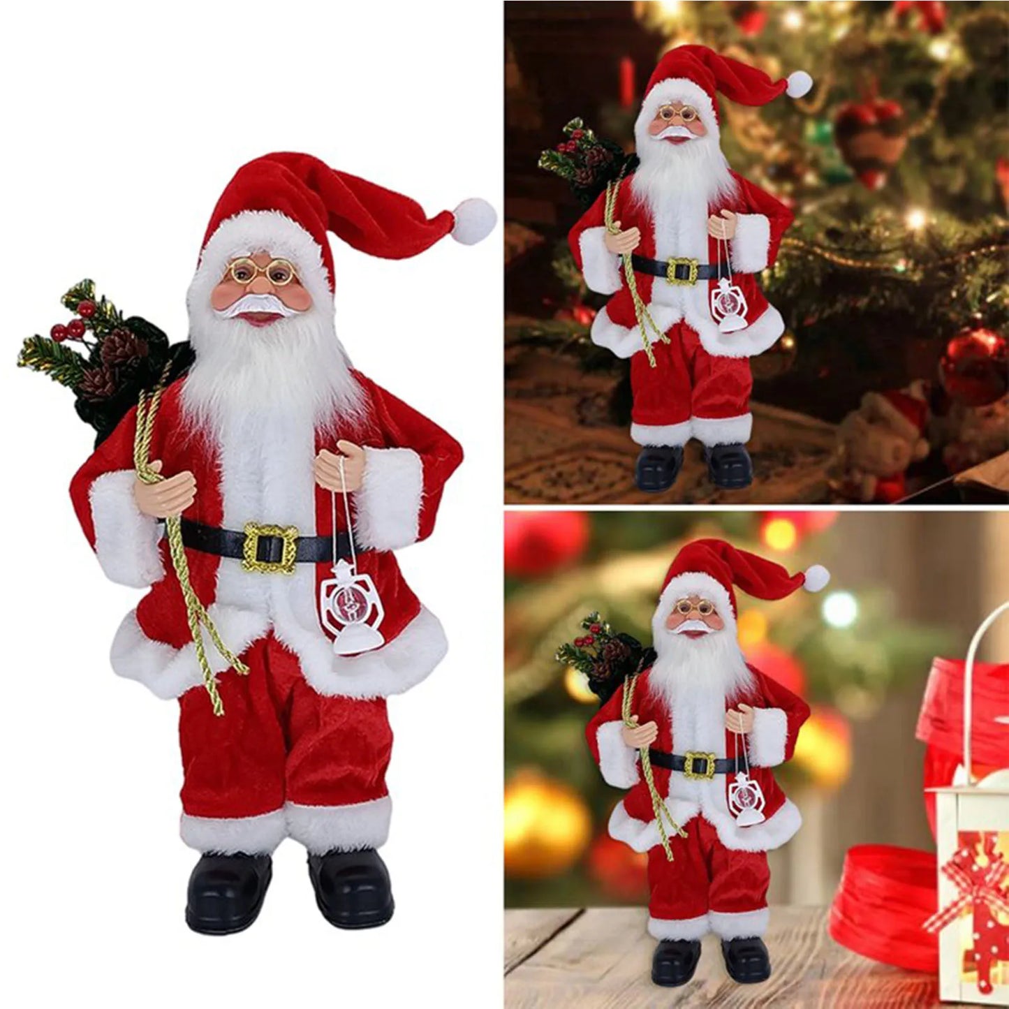 Kerst pop staande kerstman decoratie 30 cm tafeldecoratie