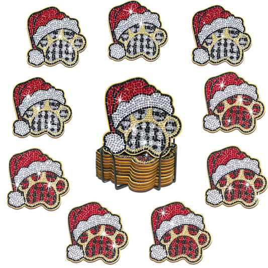 Diamond Painting Onderzetters Kerst Set met Houder – Anti-Slip Hout - AA1552