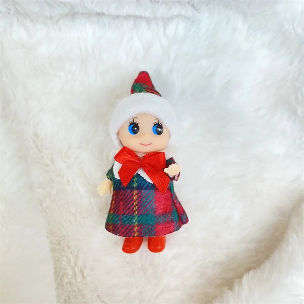 Kerst pop tweeling elf jongen en meisje – feestelijke mini decoratie