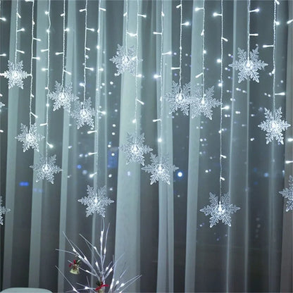 Kerst lichtgordijn sneeuwvlok, ster of ijspegel LED raamverlichting met 8 lichtstanden