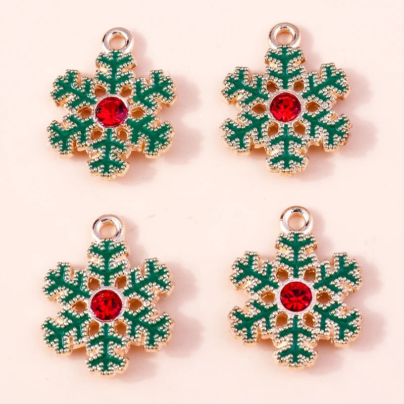 Kersthanger voor ketting of armband sneeuwvlok bedels emaille 20 stuks
