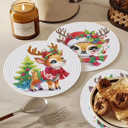 Diamond Painting Placemat schattig hert – set van 3 ronde onderzetters
