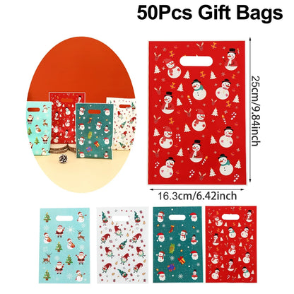 Kerst cadeauverpakking cadeautasjes met sneeuwpop ontwerp in diverse kleuren